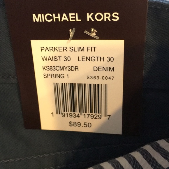 Micheal Kors Denim Blue Parker Slim Fit Pants 30 - Picture 8 of 8